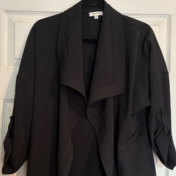Max Studio Elegant Black Drape Front Jacket - Picture 2 of 6